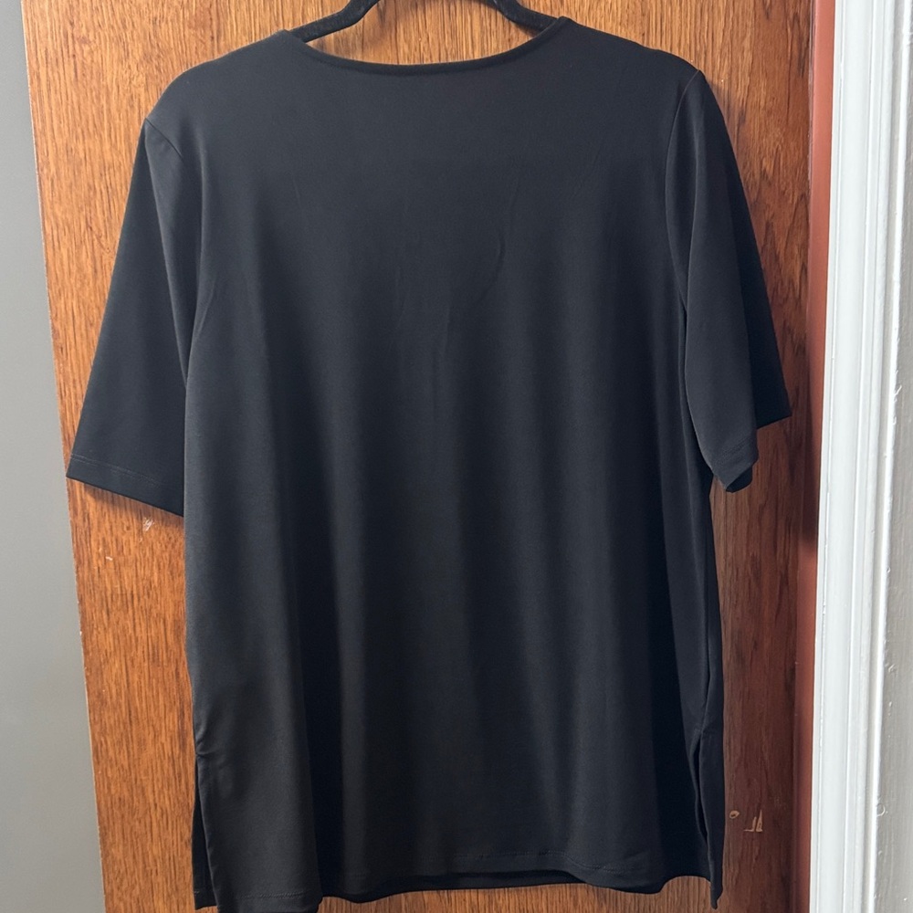 Susan Graver Classic Black Short Sleeve Top - Picture 4 of 6